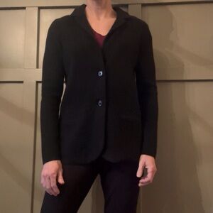Charter Club Luxury Cashmere Sweater Blazer Button Front Black Size Small NWT
